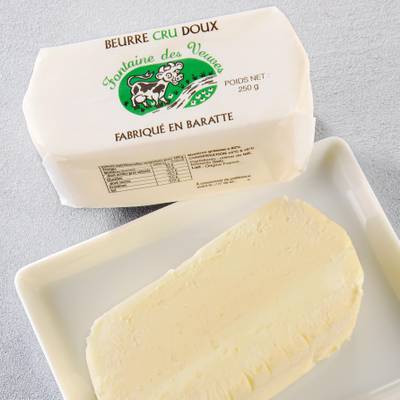 Le Beurre Cru Doux 250g Fontaine Des Veuves